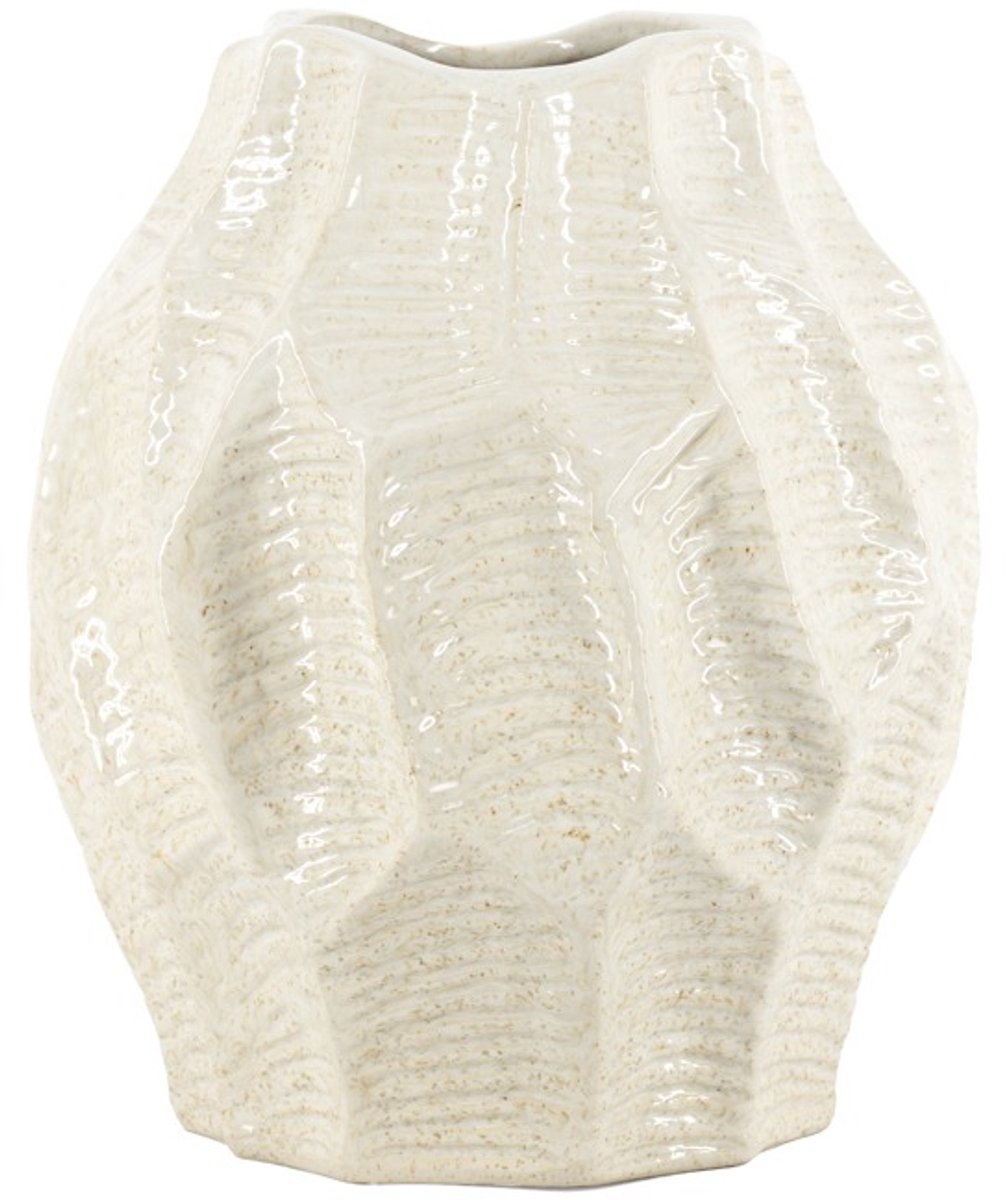 homebound by ky Aardewerk vaas leaves beige
