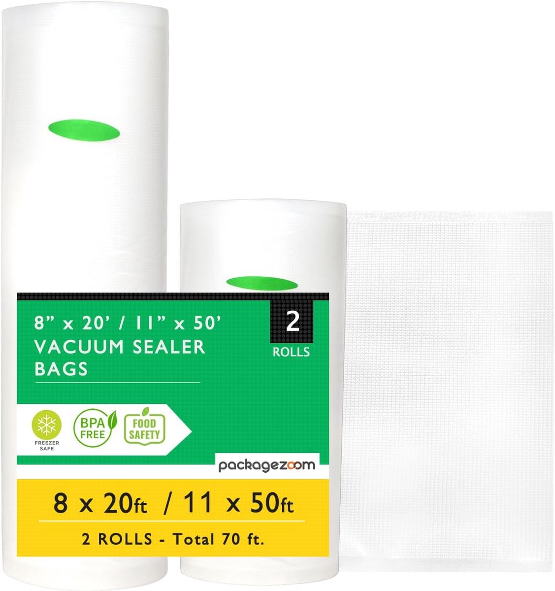 Vacuümsealer Zakken Rollen 2 Stuks - 8"x20ft - Compatibel met Alle Sealers