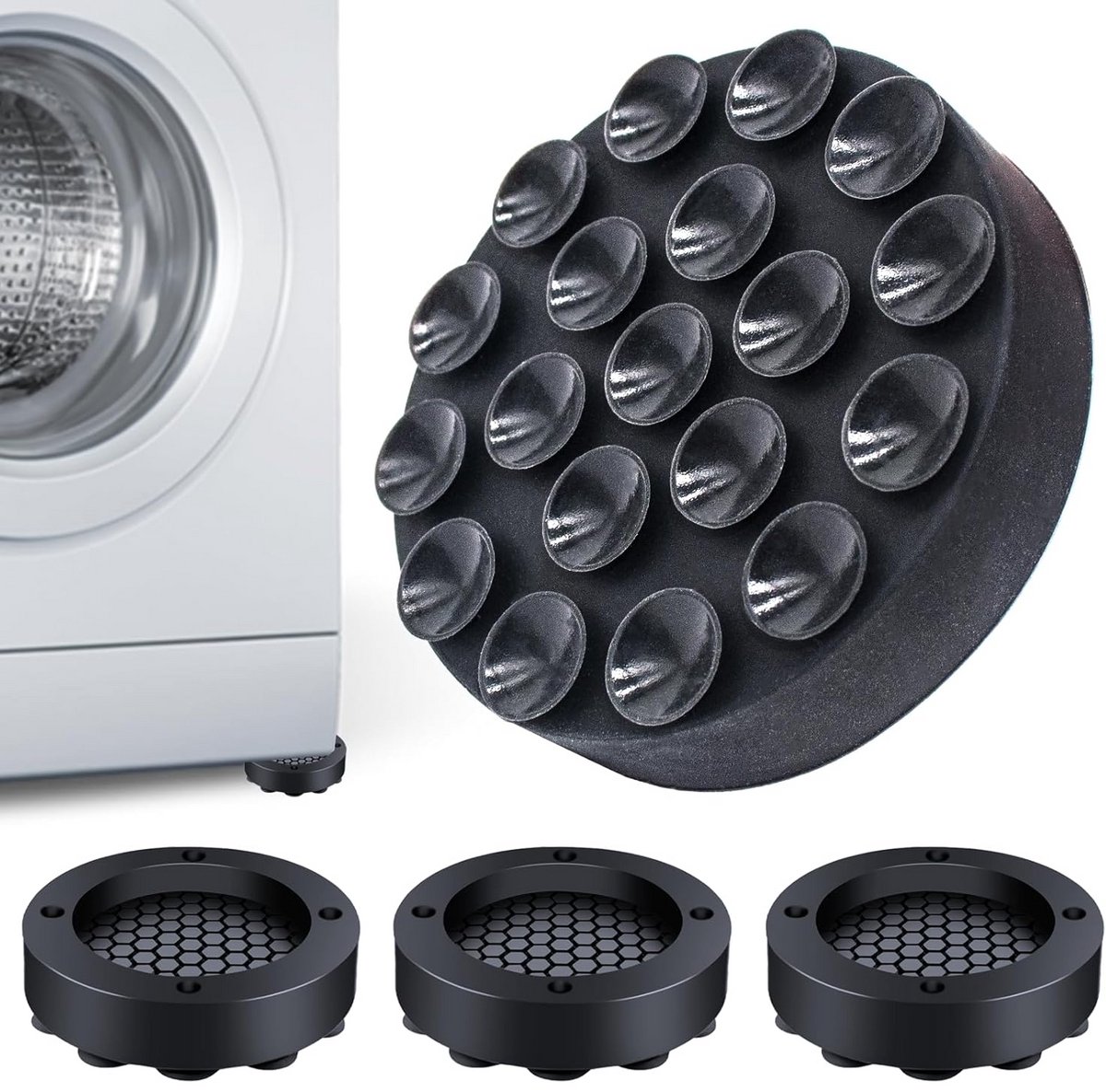 4x Trillingsdempers Wasmachine en Droger - Antislip Rubberen Voetjes voor Apparaten
