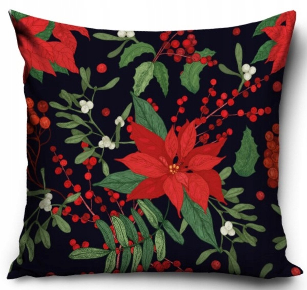 Kerst Kussenhoes 40x40 cm - Kerstster Poinsettia - Zacht Microvezel