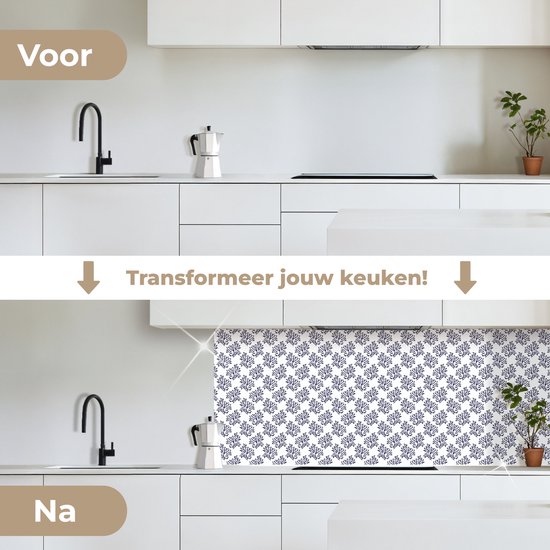Keuken achterwand 200x80 cm - Spatscherm zelfklevend Oceaan - Koraal - Blauw - Wit - Muurbeschermer - Spatwand fornuis