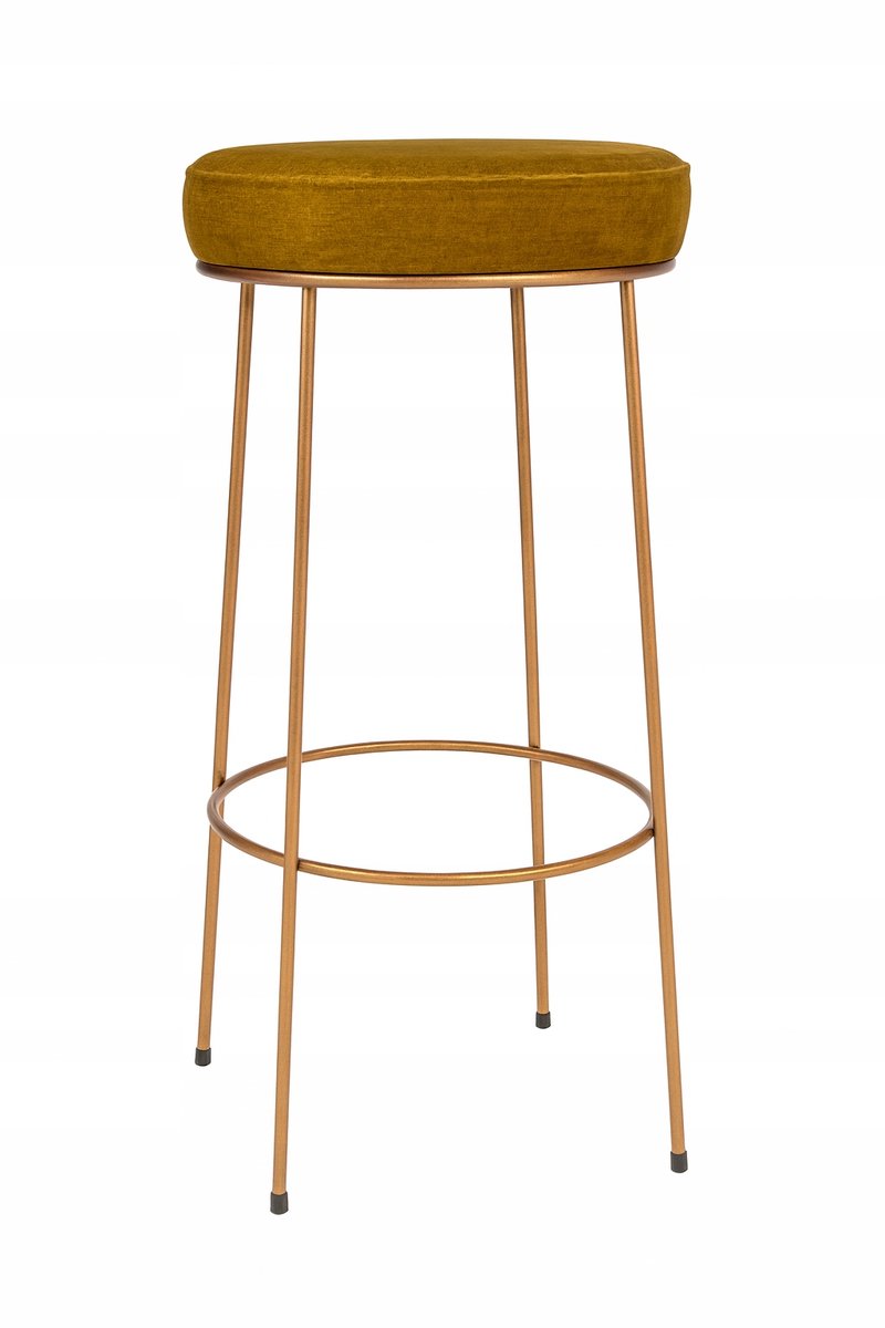 Barkruk 75cm Koper, Metaal, Gestoffeerd, Loft Stijl