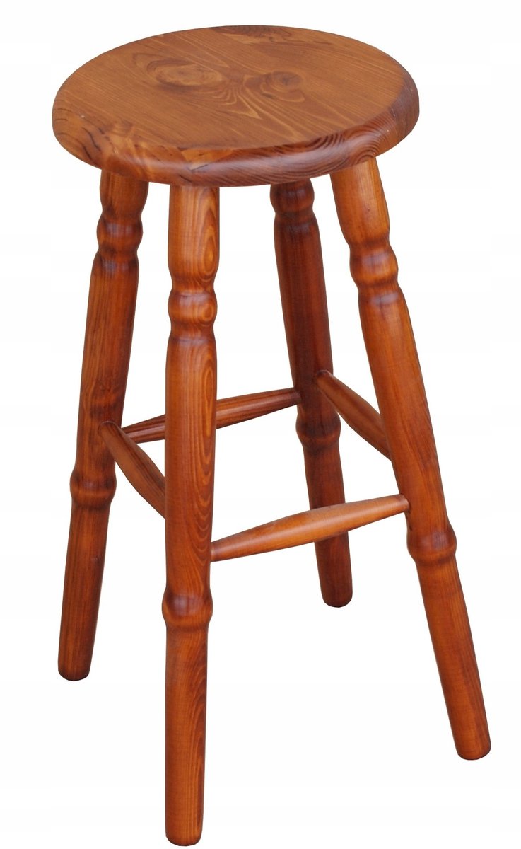 Houten Bar Kruk 60 cm - Sierlijk Gedraaid - Kleur Kalvados