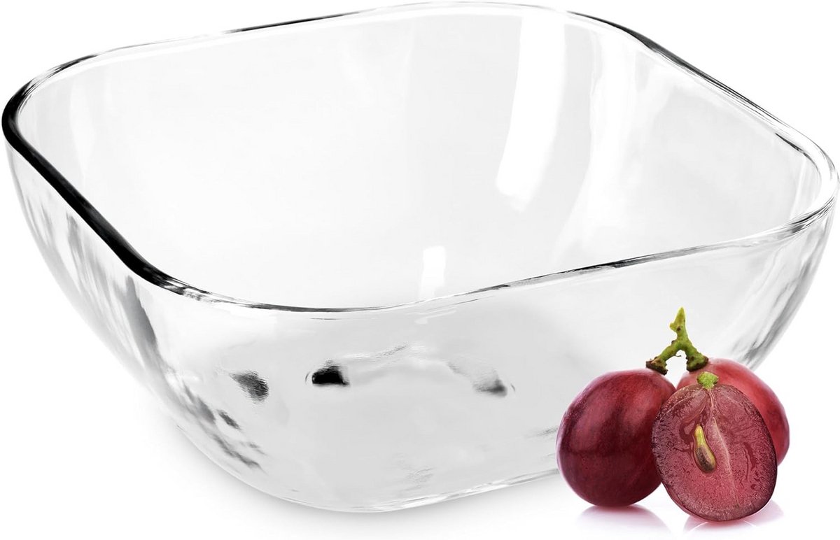 Vierkante Glazen Kom voor Fruit, Slahapjes of Snacks - Vaatwasserbestendig
