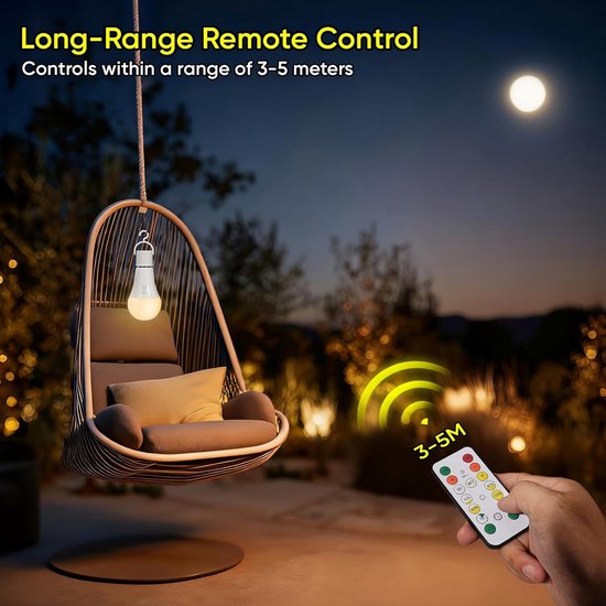USB C Oplaadbare Batterij Gloeilamp Met Afstandsbediening E27 Intelligent Rgb Gloeilamp 9 3 Kleurtemperaturen 8w Led Dimbare Touch Control Lamp Timing Functie 2600mah A19 Haken 2 Pack 1020917807