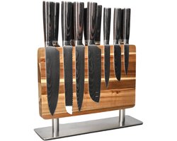 Shinrai Knives - Damascus Print 15-delige Messenset - Master collection XXL set + Blok - Koksmes - Vleesmes - Hakmes - Broodmes