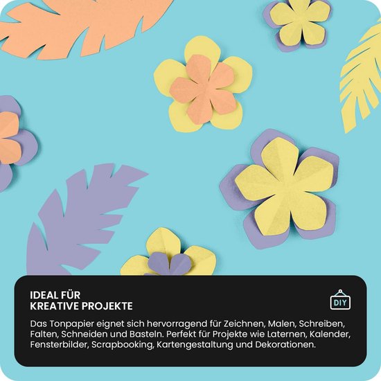 100 vellen papier in 10 kleuren, A4-formaat, 120 g/m², kraftpapier om te printen, knutselen, voor creatieve hobby's, knippen, kaarten en decoratie