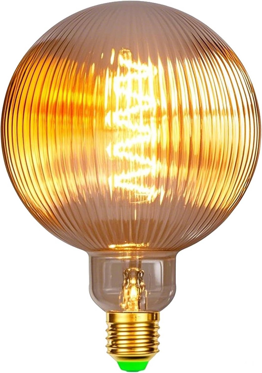 Grote Sierlamp LED Gloeilamp G125 Bol Amberglas Dimbare E27 Fitting Warm Wit Licht