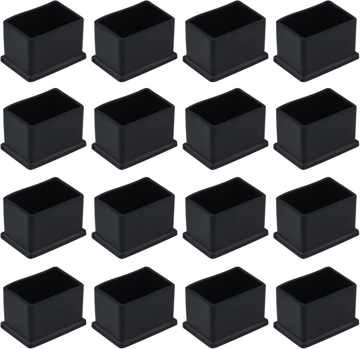 16x Zwarte Rechthoekige Meubel Doppen voor Tafels en Stoelen - PVC Beschermers