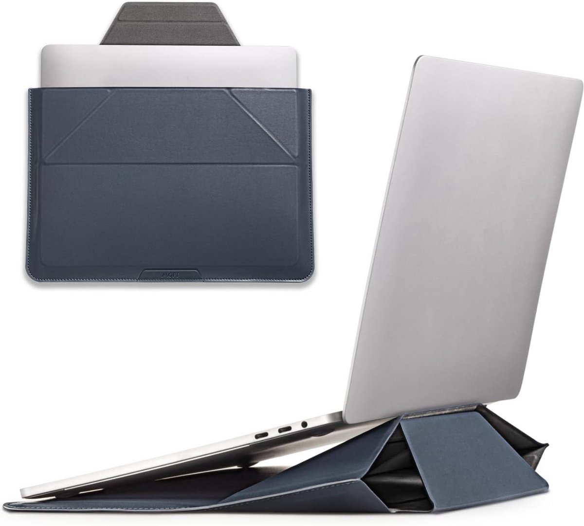 Dunne Laptopdraagtas met Onzichtbare Standaard tot 13,3 inch - Marineblauw