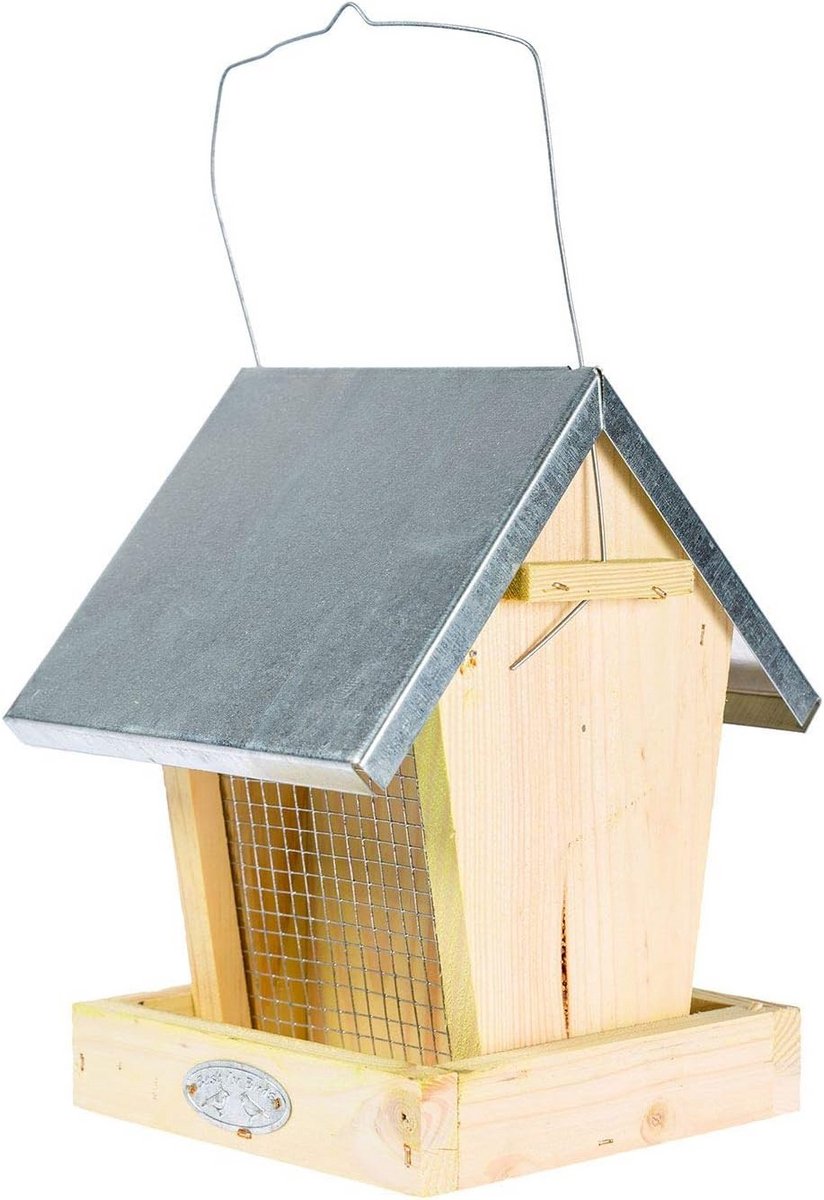 HOMESCAPES Vogelvoederhuis om op te hangen, van hout en zink