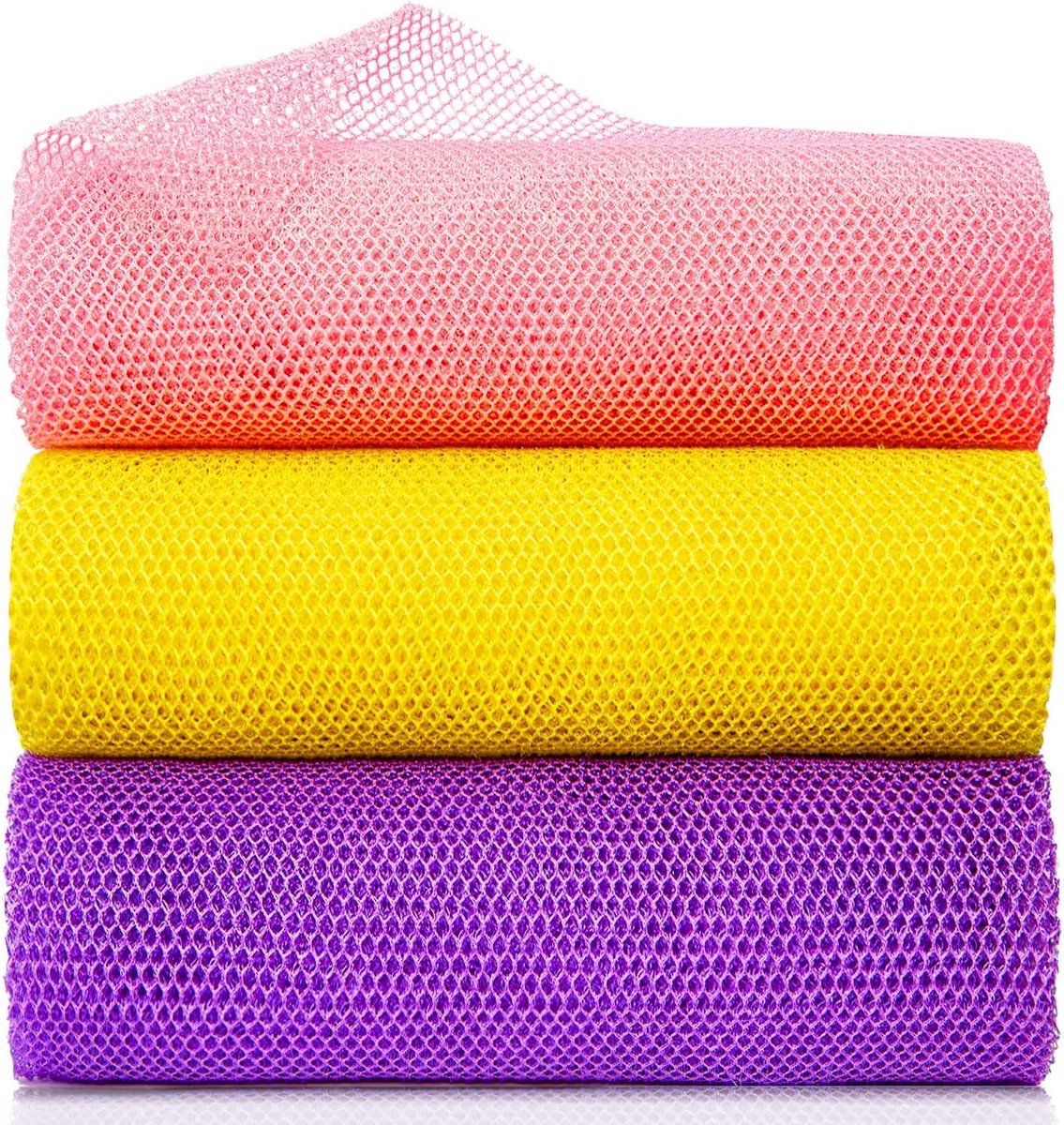 3 Stuks Lange Afrikaanse Netdouche Spons - Exfoliërende Scrub voor Lichaam en Rug