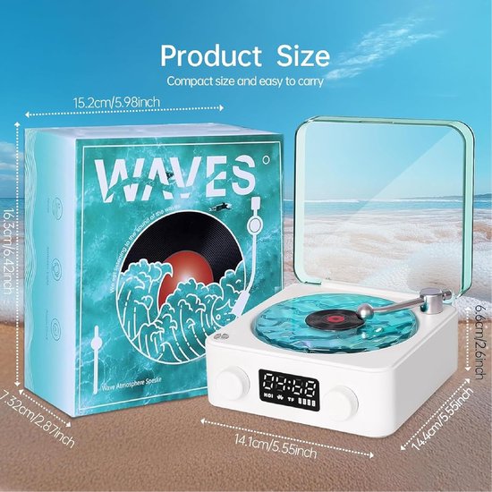 Bluetooth-luidspreker - speakers - Audio - audi - Bluetooth - Retro - Gloeiend - Wit - 14,2*14,2*6,5 cm — afbeelding 4