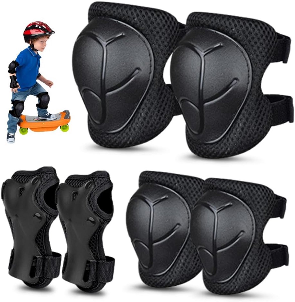 Complete Beschermset voor Kinderen: Knie-, Elleboog- en Polsbeschermers voor Skaten en Schaatsen