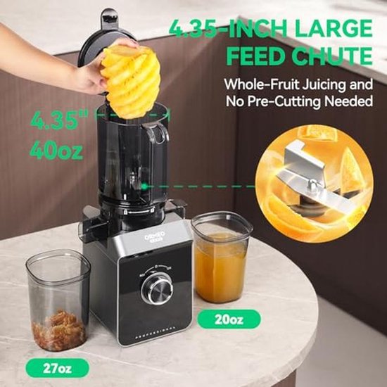 Sapcentrifuge met groot vulkanaal van 11,9 cm voor hele groenten en fruit — afbeelding 3