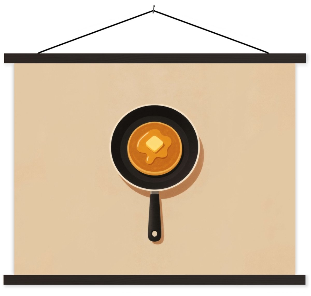 Posterhanger incl. Poster 120x90 cm - Schoolplaat - Pannenkoek - Koekenpan - Boter - Minim