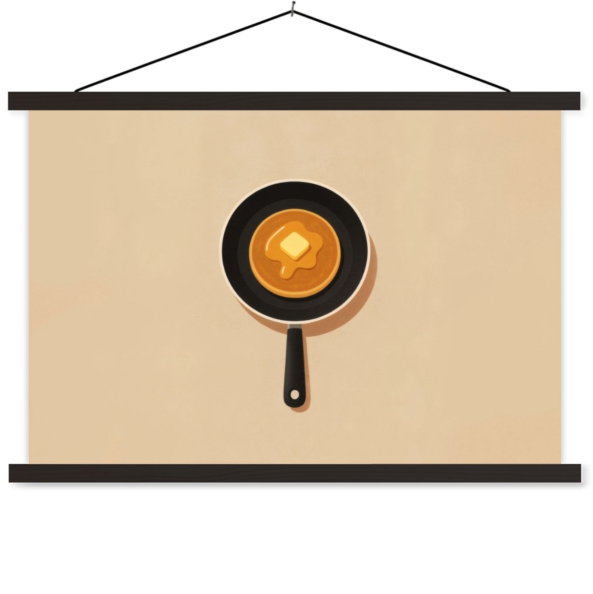 Posterhanger incl. Poster 150x100 cm - Schoolplaat - Pannenkoek - Koekenpan - Boter - Mini