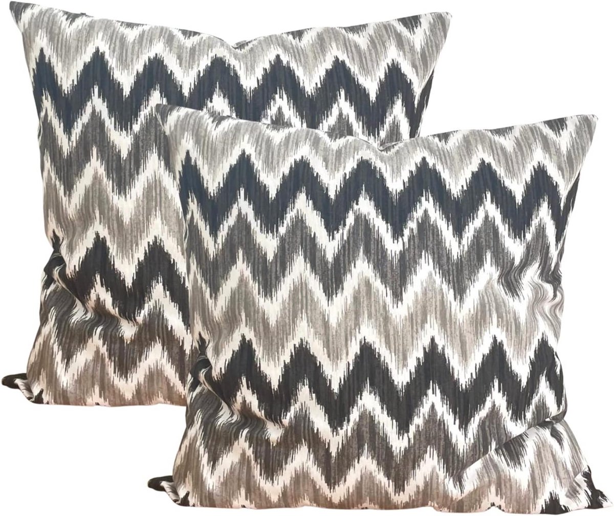 Decoratieve Kussenhoezen met Mediterrane Ikat-Patroon - Set van 2, 45 x 45 cm, Grijs