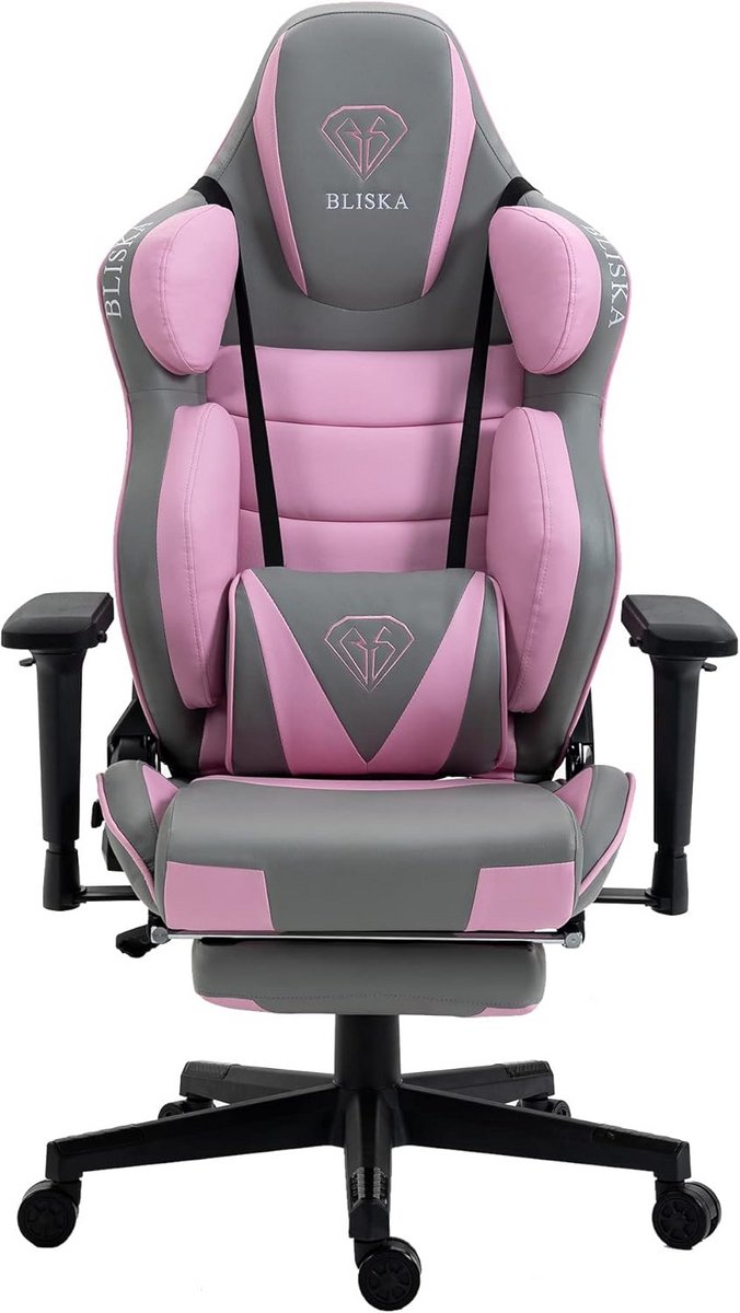 Ergonomische Gaming Stoel met Verstelbare Armsteunen en Voetensteun