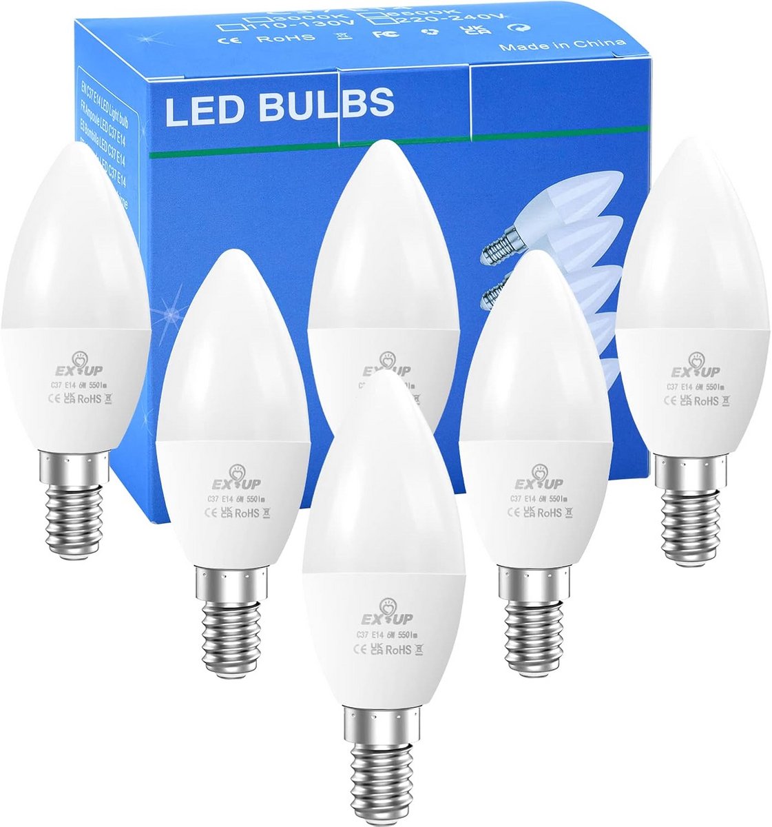 LED E14 Kaarslamp 6W Warm Wit Licht - Vervangt 40W Halogeen - 550 Lumen - Energiebesparend - 6 Stuks