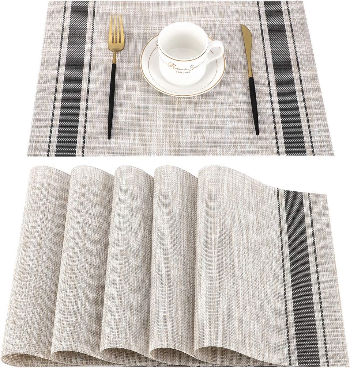 Set van 6 PVC Placemats - Wasbaar, Hittebestendig en Antislip - 45x30 cm