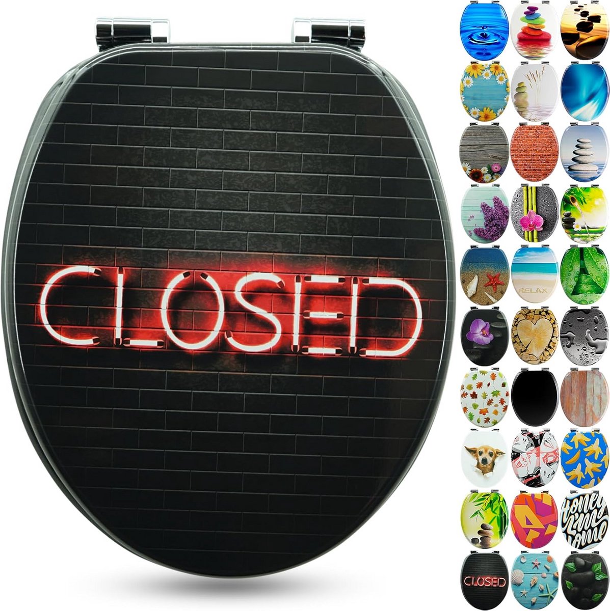 Comfortabel Houten Toiletzitting met Soft-Close Mechanisme en Diverse Decoratieve Designs