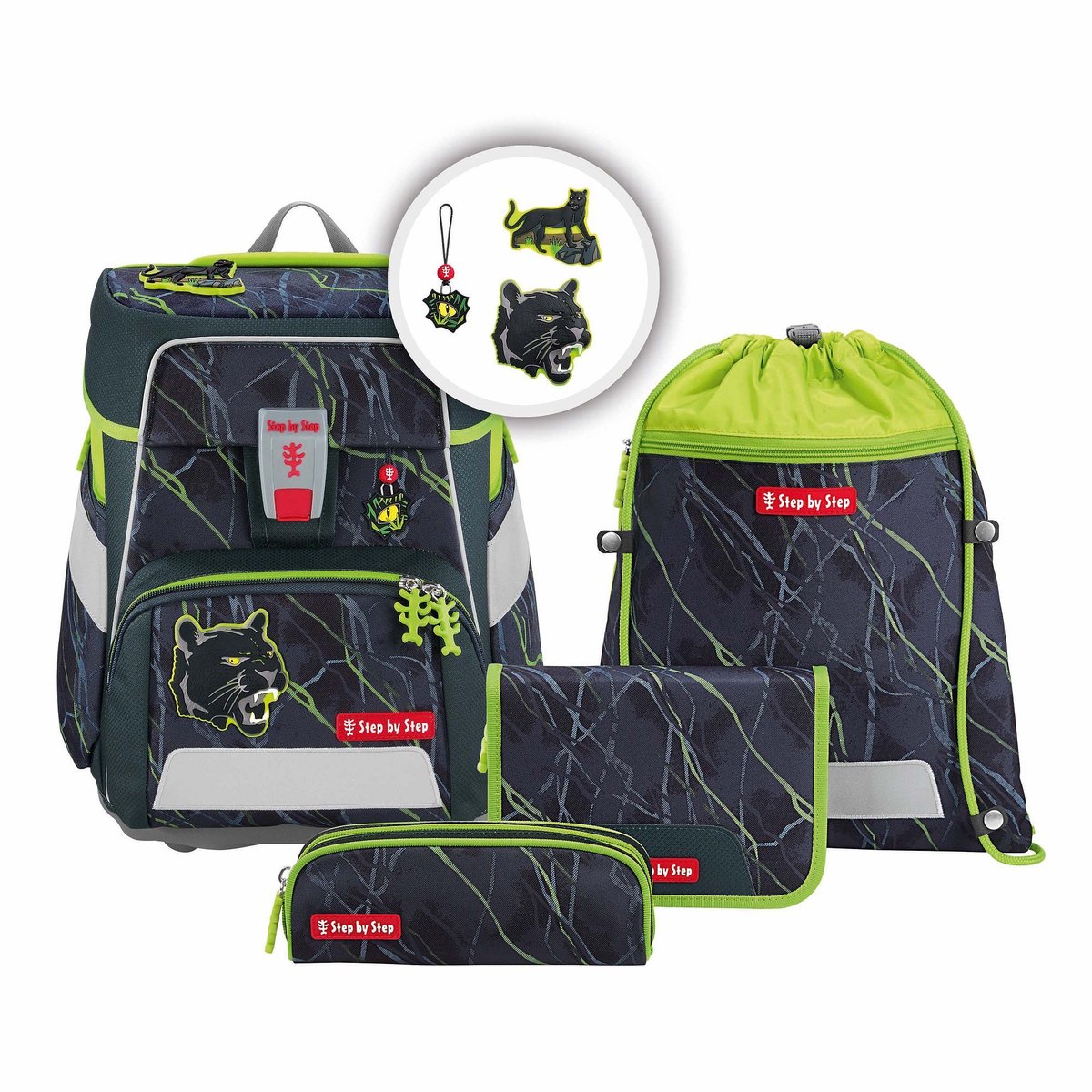 Step by Step Schooltas Space Schulranzen-Set 5-delig Danger Cat Chiko Donkergrijs