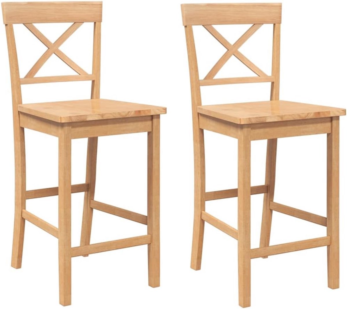 Set van 2 Houten Barkrukken in Naturel Kleur