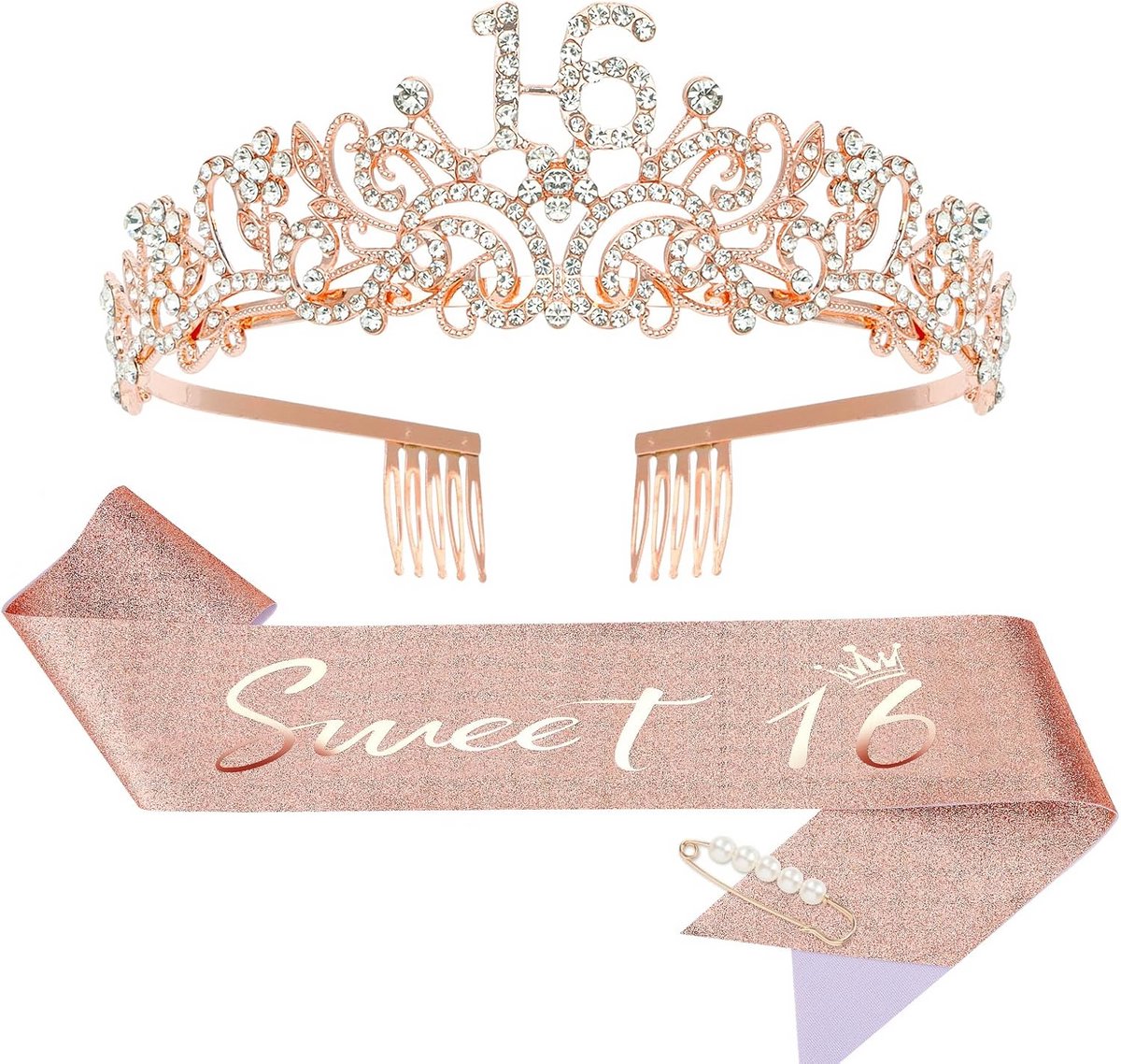 Verjaardagskroon en Sjerp Set voor Dames | Feestelijke Verjaardag Accessoires
