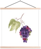 Porte-affiche avec affiche - Affiche scolaire - Raisins - Feuilles - Aquarelle - 60x60 cm - Lattes vierges