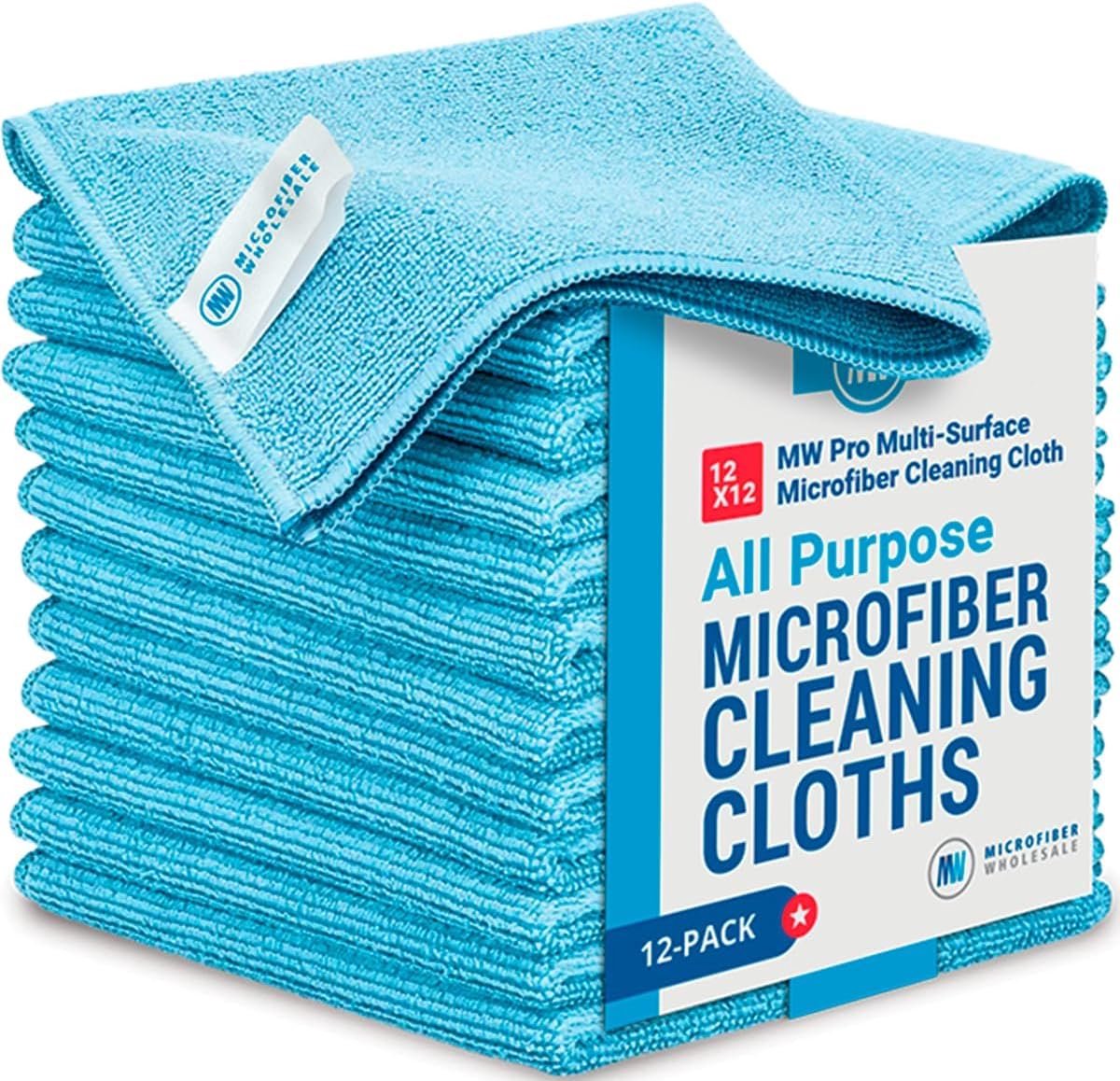 Set van 12 Microvezeldoeken 30.5x30.5cm Blauw voor Meervoudig Gebruik