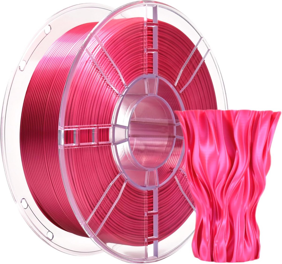 Shiny Silk 3D Printer Filament - 1.75mm, Silk Rose Red - Perfect for FDM Printing