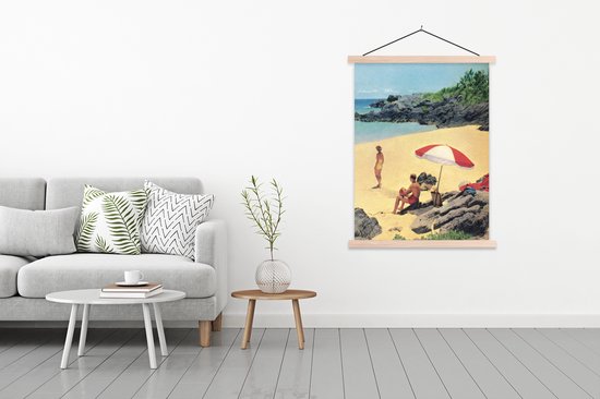 Illustration Vintage d'une affiche textielposter vacances à la plage lattes vierge 90x120 cm - Tirage photo sur plaque scolaire (décoration murale salon / chambre)
