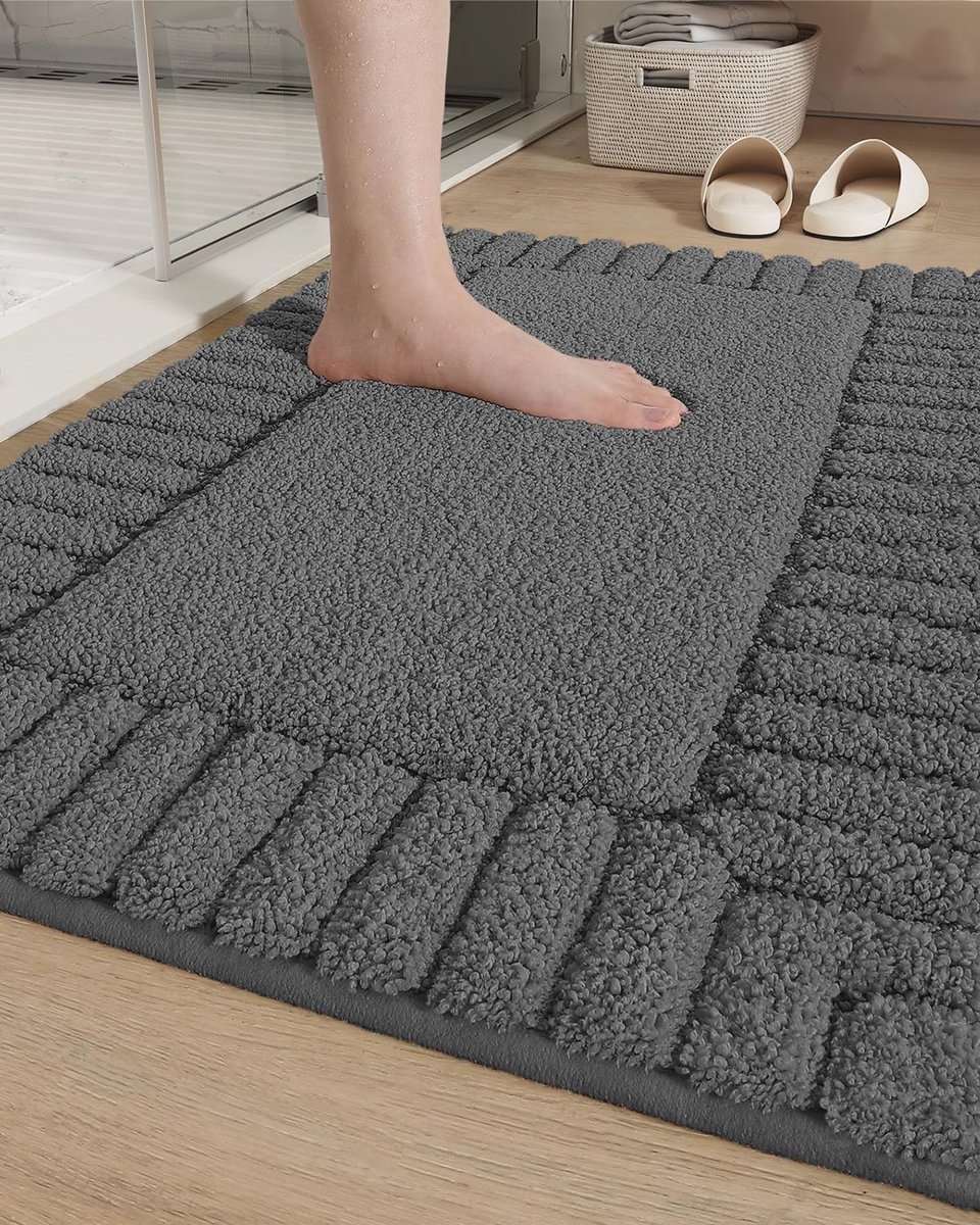 Badkamer Tapijt Absorberend en Wasbaar - 40x60cm Donkergrijs, Niet-slip en Zacht