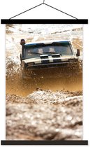 Porte-affiche avec affiche - Affiche scolaire - Voiture - Course - Boue - 60x90 cm - Lattes noires