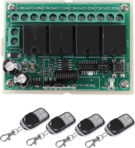 Multifunction 4 Way Wireless Remote Control Relay Switch - ASHATA ...