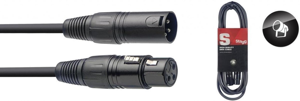 5 Meter DMX-kabel - XLR-bus naar XLR-stekker, 3-polig