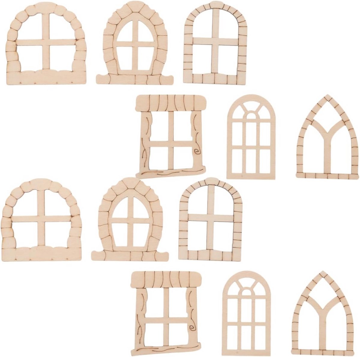 25 Stuks Miniatuur Houten Deurtjes en Raamaccessoires voor Tuin en Hobby
