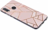 Design Backcover Huawei P20 Lite hoesje - Grafisch Roze / Koper