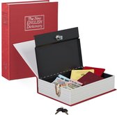 Relaxdays boekkluis groot - boek kluis afsluitbaar - 2 sleutels - geldkist - booksafe - rood