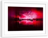 Foto in frame Baai met boten, 120x80, rood, Premium print