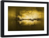 Foto in frame Baai met boten, 120x80, geel, Premium print