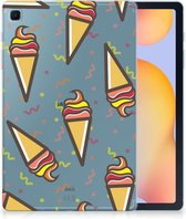 Tablet Hoes Samsung Galaxy Tab S6 Lite | Tab S6 Lite 2022 Print Case Icecream met transparant zijkanten