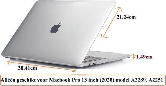 Macbook Case voor Macbook Pro 13 inch (2020) A2289/A2251 - Laptop Cover - Transparant Clear - Merkloos