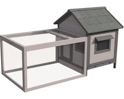 Flamingo konijnenhok Grace Cottage - 146 x 75 x 83 cm - Grijs