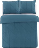 Luxe Percale Katoen Lits-jumeaux Dekbedovertrek Veerle Petrol | 240x200/220 | Zacht En Elegant | Topkwaliteit