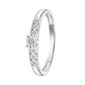 Lucardi Dames ring met 7 diamanten (0,05ct) - Ring - Cadeau - Moederdag - 14 Karaat Goud - Witgoud