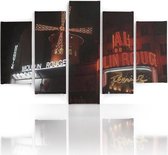 Schilderij , Moulin Rouge Parijs , Multikleur ,4 maten , 5 luik , wanddecoratie , Premium print , XXL