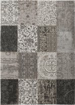 8101 Vintage Patchwork Black & White Vloerkleed - 280x360  - Rechthoek - Laagpolig,Patchwork Tapijt - Landelijk - Meerkleurig