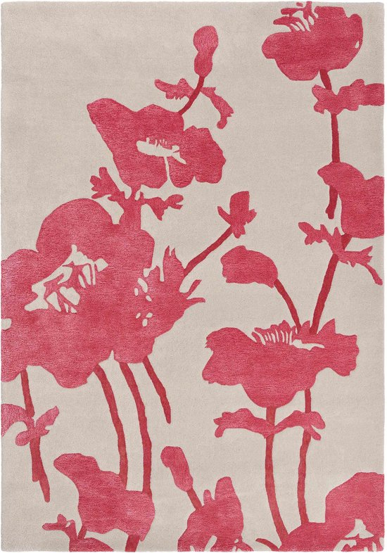 Florence Broadhurst - Floral 300 39600 Vloerkleed - 170x240  - Rechthoek - Laagpolig Tapijt - Klassiek - Grijs, Roze